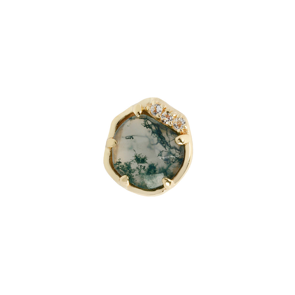 Vision Threadless End with Moss Agate Threadless Ends Buddha Jewelry 14k Yellow Gold