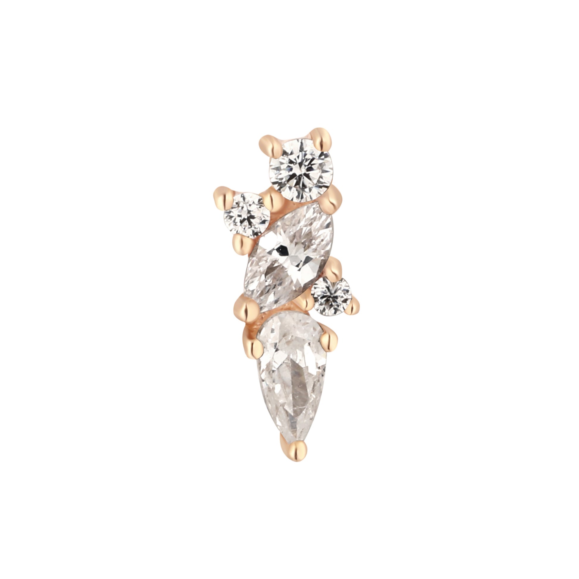 Visionary Threadless End with CZ Threadless Ends Buddha Jewelry 14k Rose Gold