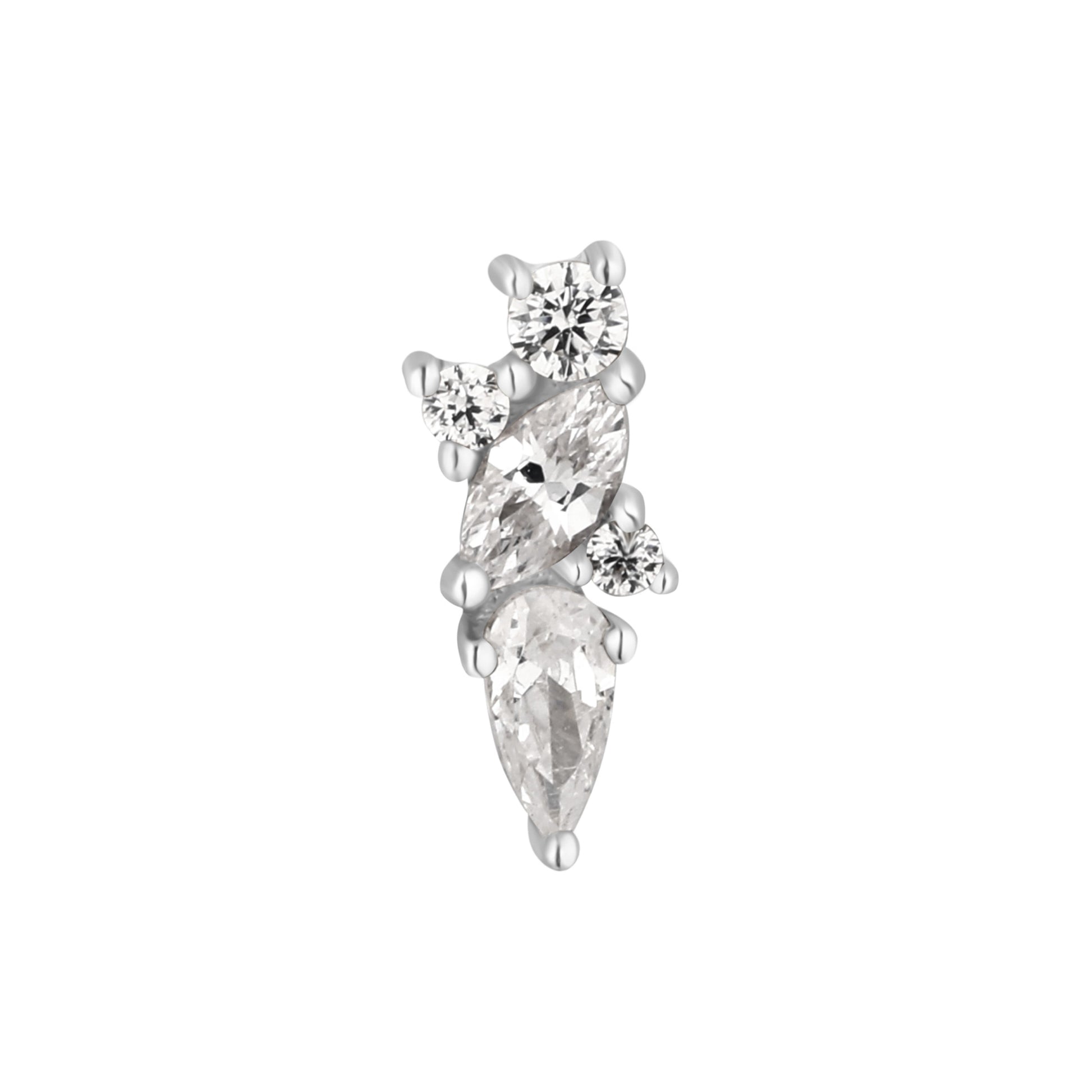 Visionary Threadless End with CZ Threadless Ends Buddha Jewelry 14k White Gold