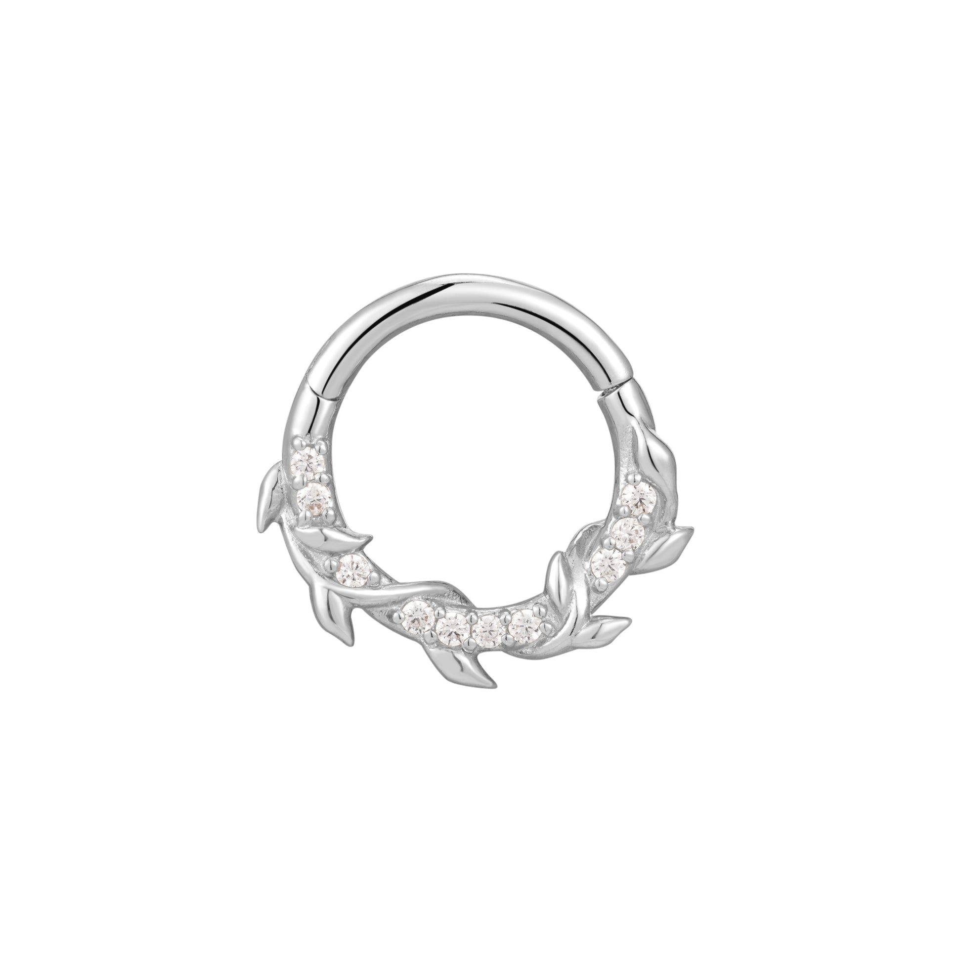 Wild Hearts Clicker with CZ Clickers Buddha Jewelry 14k White Gold