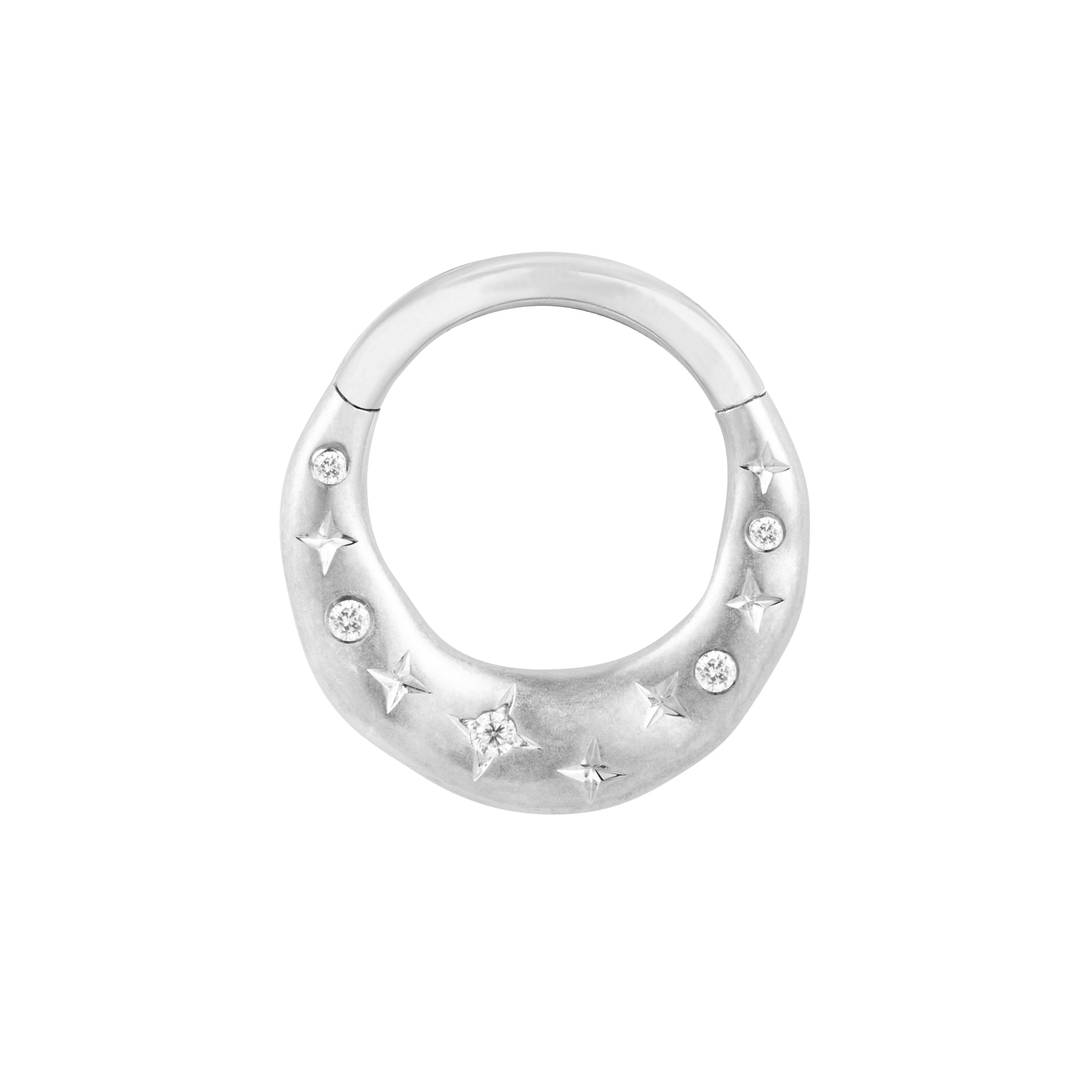 Wishful Thinking Clicker with CZ Clickers Buddha Jewelry 14k White Gold 16g 5/16" (8mm)