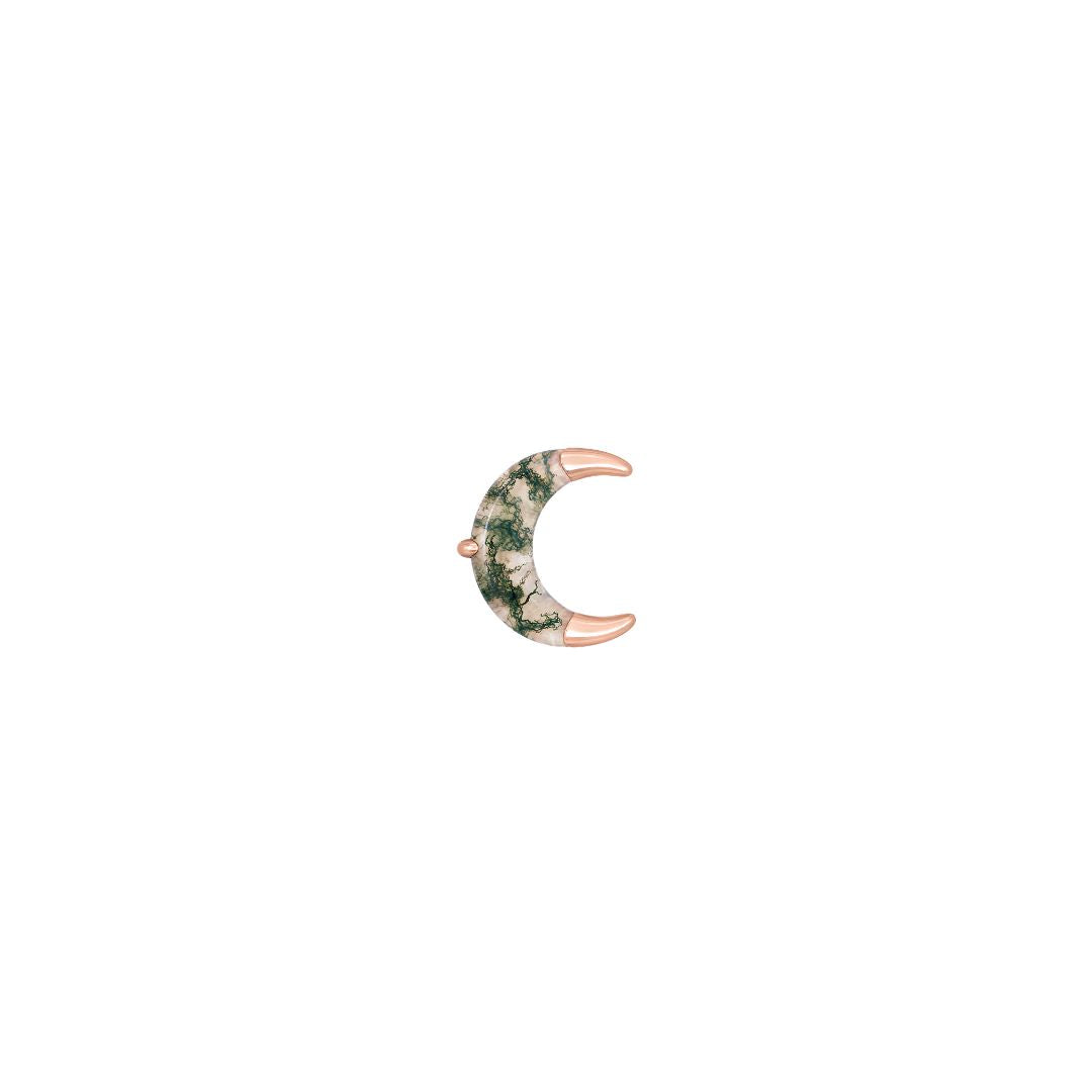 Witching Hour Threadless End with Moss Agate Threadless Ends Buddha Jewelry 14k Rose Gold
