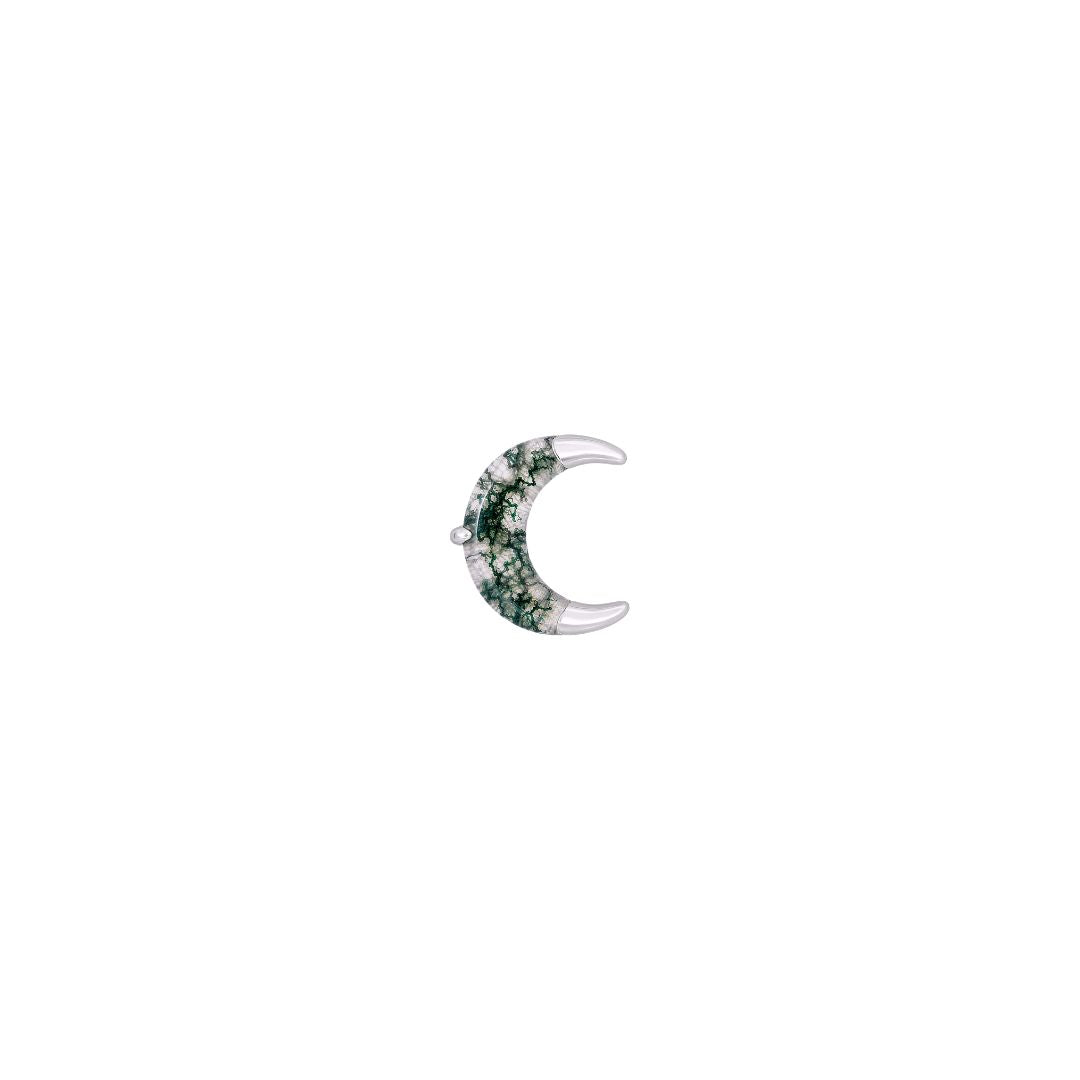 Witching Hour Threadless End with Moss Agate Threadless Ends Buddha Jewelry 14k White Gold