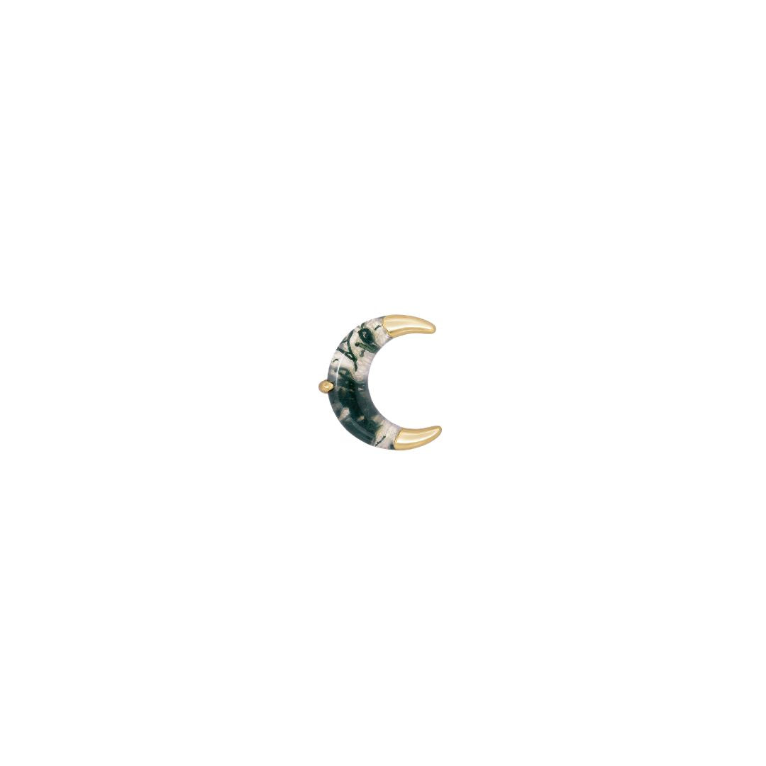 Witching Hour Threadless End with Moss Agate Threadless Ends Buddha Jewelry 14k Yellow Gold