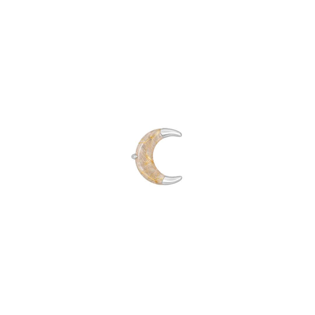 Witching Hour Threadless End with Rutilated Quartz Threadless Ends Buddha Jewelry 14k White Gold