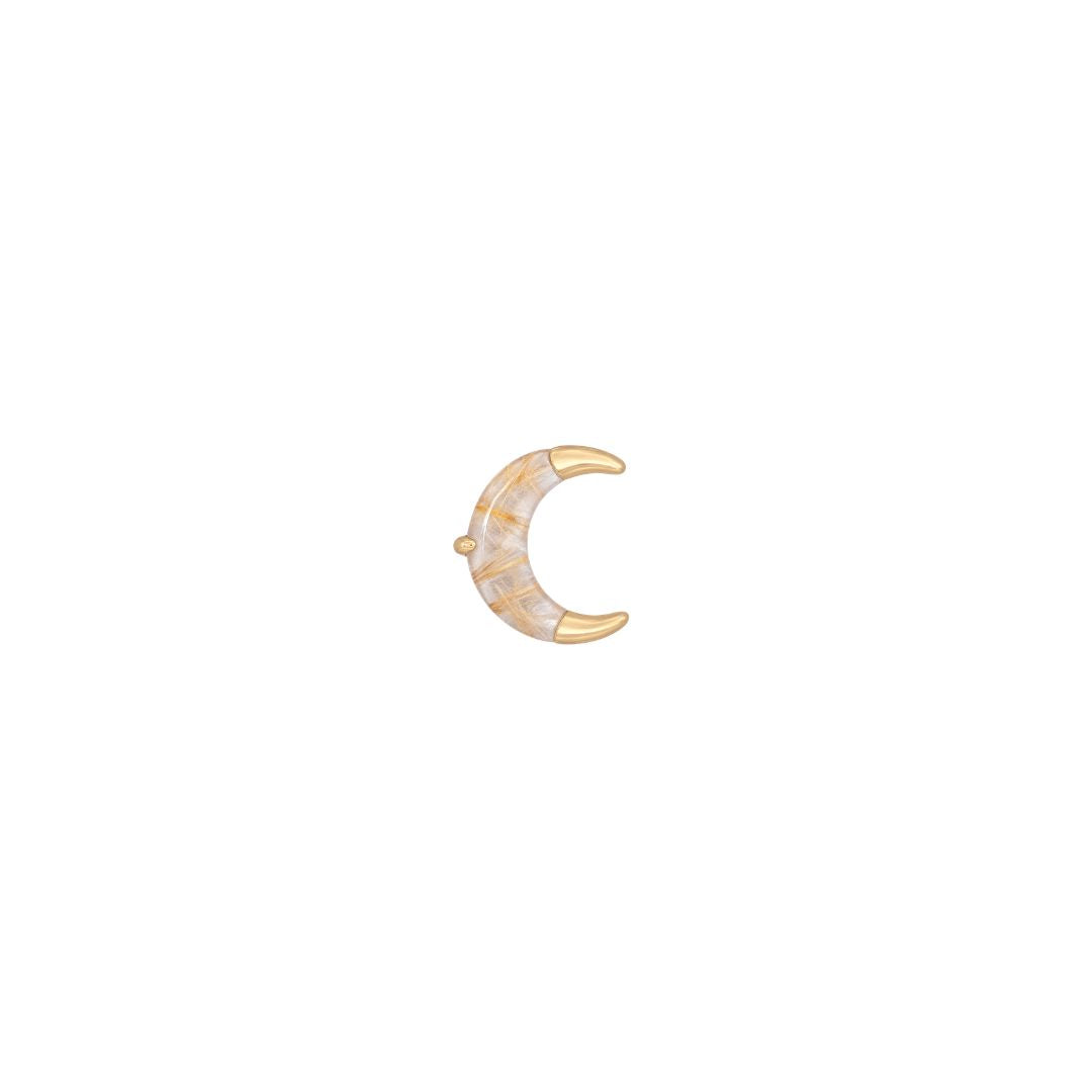 Witching Hour Threadless End with Rutilated Quartz Threadless Ends Buddha Jewelry 14k Yellow Gold