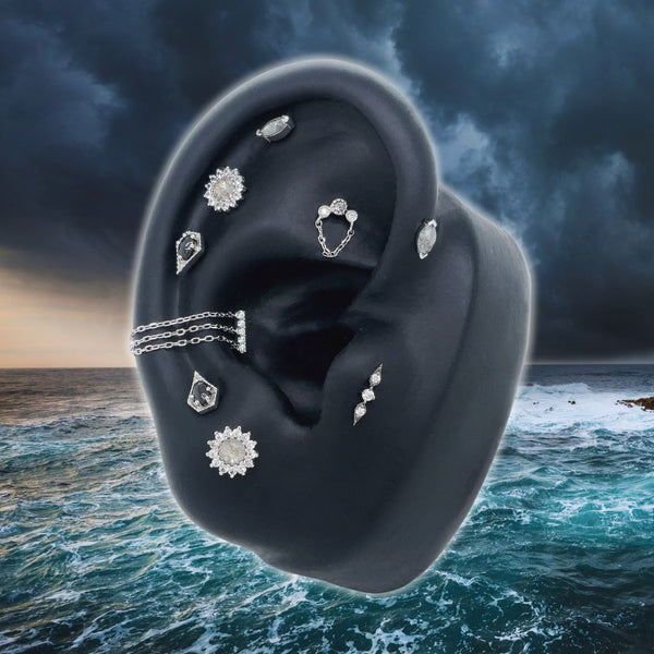 Halston Threadless End with Grey Diamond Threadless Ends Buddha Jewelry