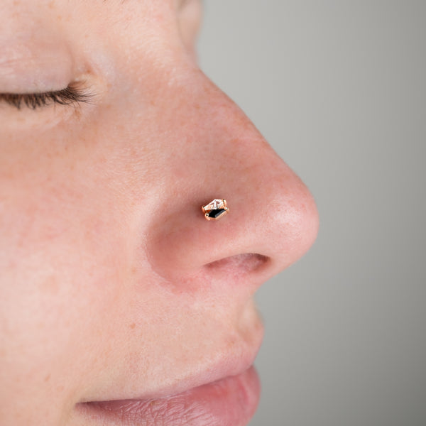 Align Threadless End with Black Spinel Threadless Ends Buddha Jewelry