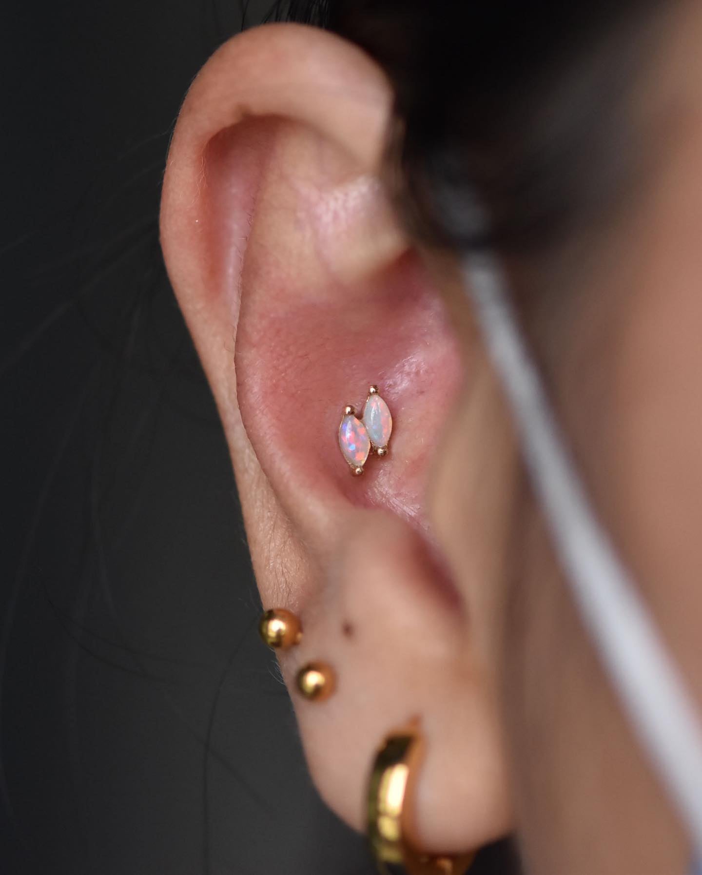 Zuri Double Threadless End with Opal Threadless Ends Buddha Jewelry