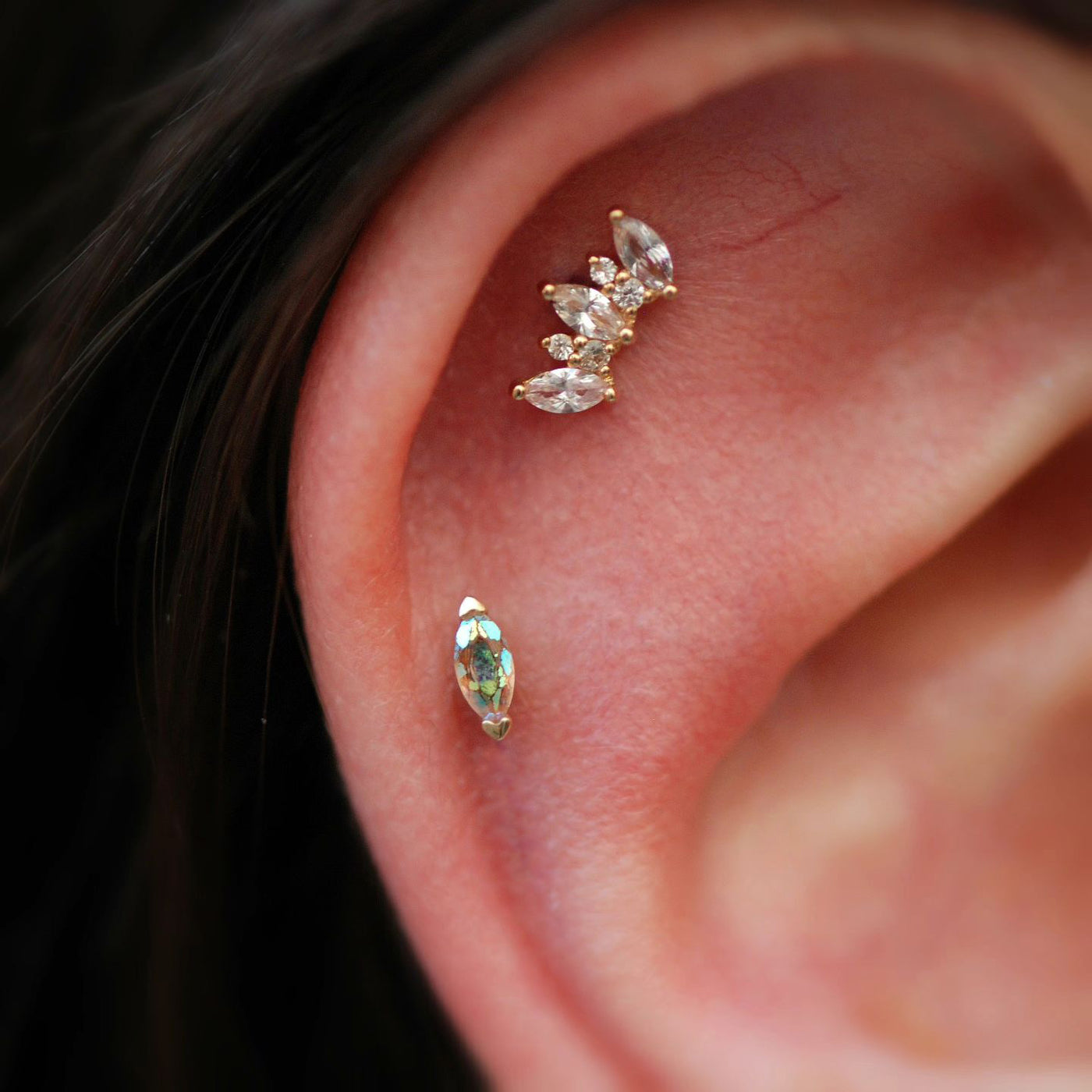 Alice in White Sapphires | Threadless end (flat back) piercing jewelry ...