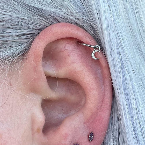 Lunette Charm with CZ Charms Buddha Jewelry