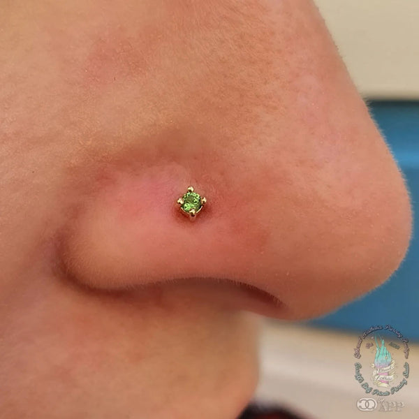 Prong Gem Threadless End with Tsavorite Threadless Ends Buddha Jewelry