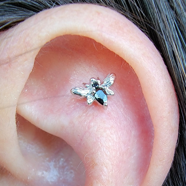 Bee Chic Threadless End with Black Spinel Threadless Ends Buddha Jewelry