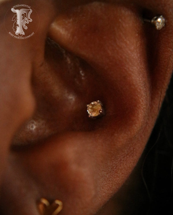 Prong Gem Threadless End with Rutilated Quartz Threadless Ends Buddha Jewelry