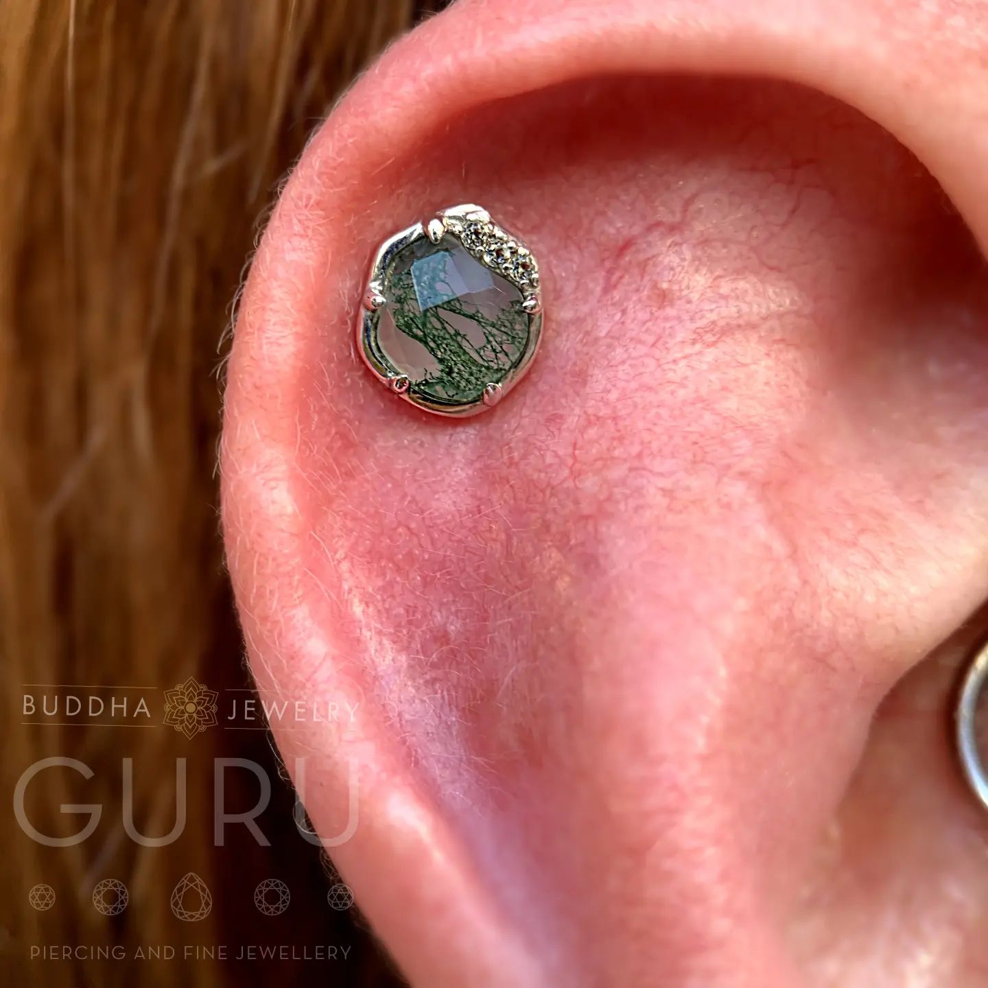 Vision Threadless End with Moss Agate Threadless Ends Buddha Jewelry