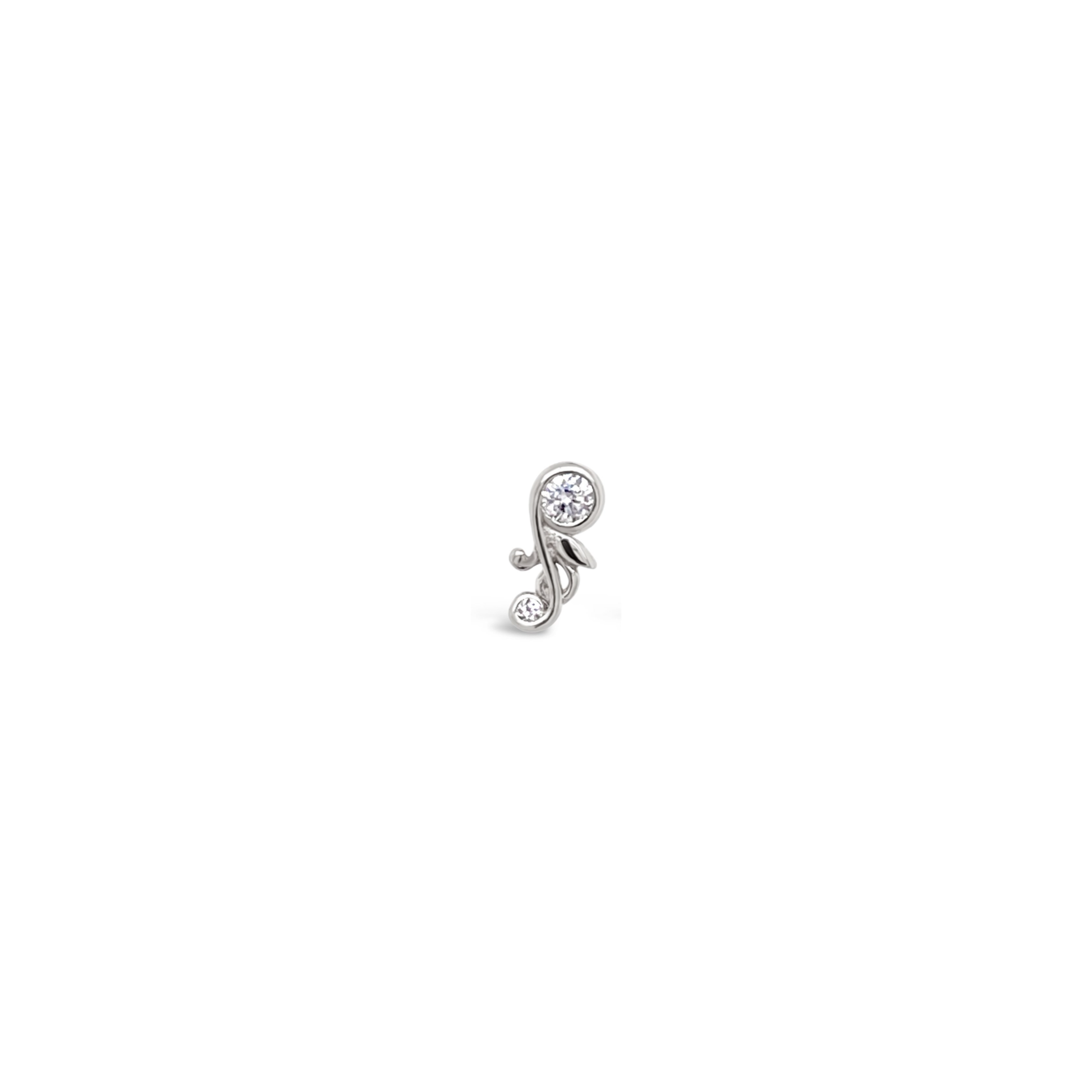 Paragon Threadless End with CZ Threadless Ends Buddha Jewelry 14k White Gold