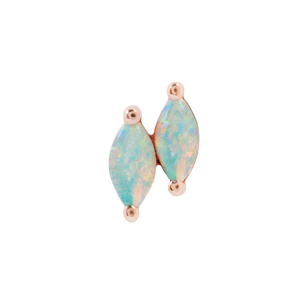 Zuri Double Threadless End with Opal Threadless Ends Buddha Jewelry 14k Rose Gold Right