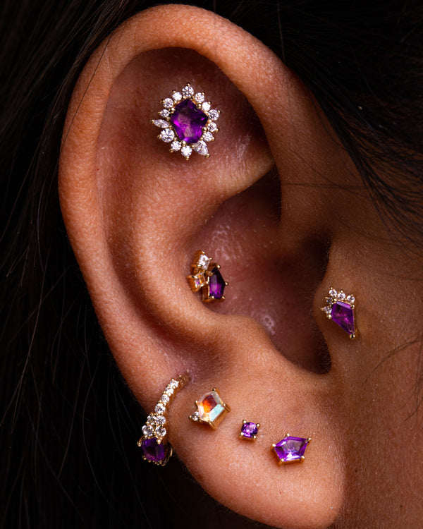 Lyra Threadless End with Amethyst + Mercury Mist Topaz