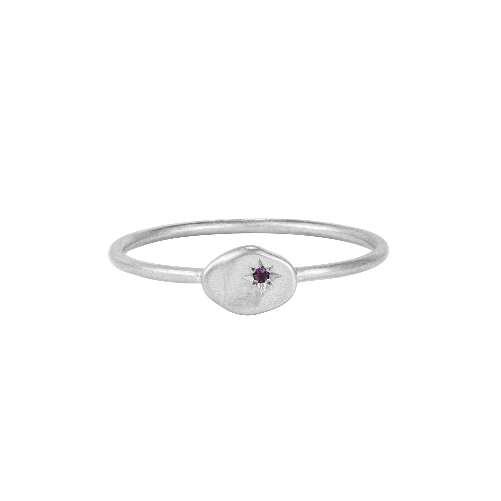 RION x Buddha Jewelry North Star Finger Ring with Amethyst Finger Rings RION x Buddha Jewelry 14k White Gold