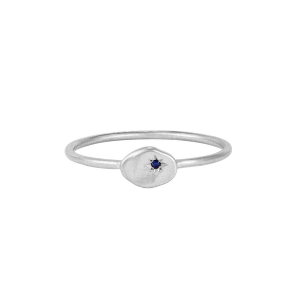 RION x Buddha Jewelry North Star Finger Ring with Blue Sapphire Finger Rings RION x Buddha Jewelry 14k White Gold