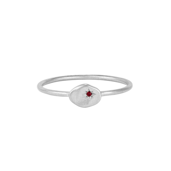 RION x Buddha Jewelry North Star Finger Ring with Ruby Finger Rings RION x Buddha Jewelry 14k White Gold