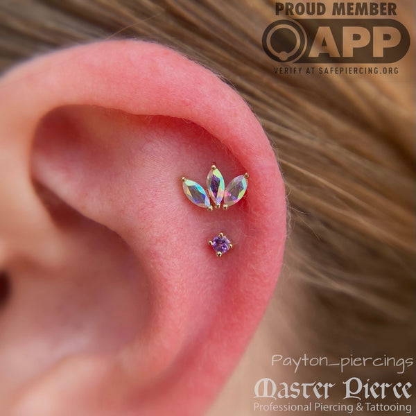 Prong Gem Threadless End with Amethyst Threadless Ends Buddha Jewelry