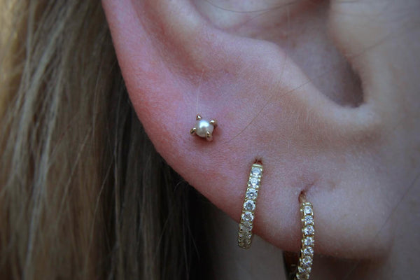 Prong Gem Threadless End with Pearl Threadless Ends Buddha Jewelry