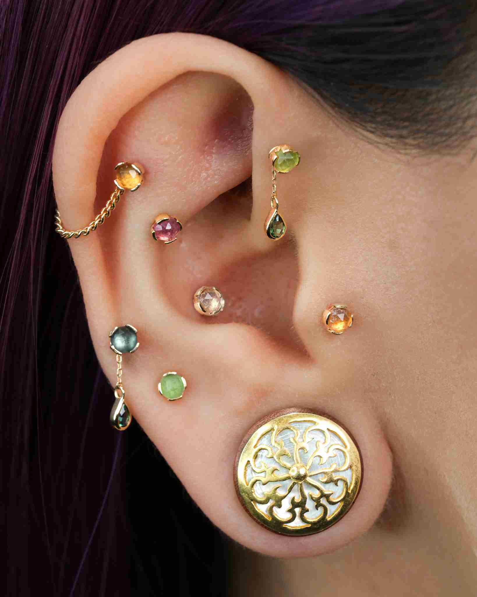 Peekaboo Threadless End with Pink Tourmaline Threadless Ends Buddha Jewelry
