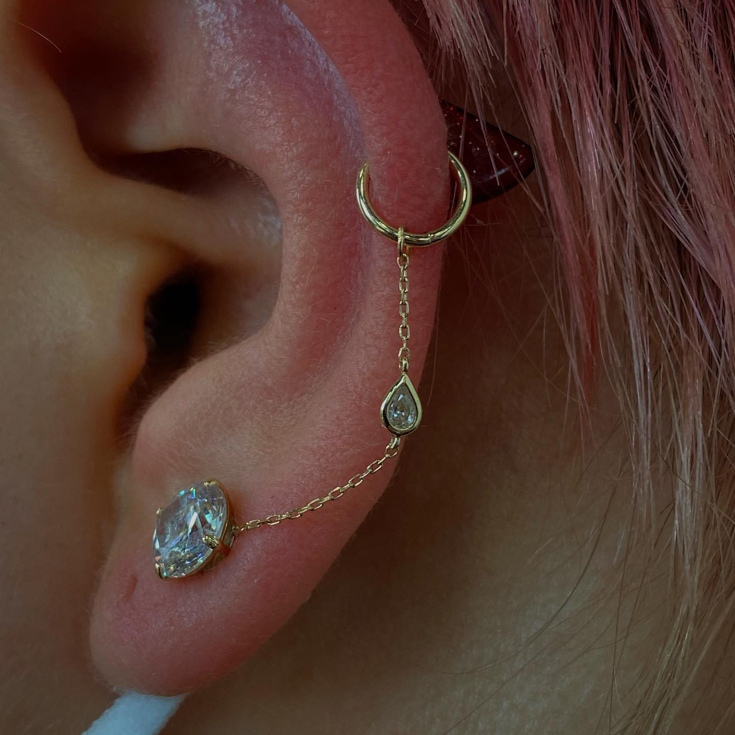 Bezel Teardrop Chain with CZ Chains Buddha Jewelry