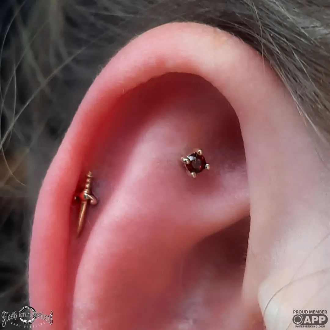 Prong Gem Threadless End with Garnet Threadless Ends Buddha Jewelry