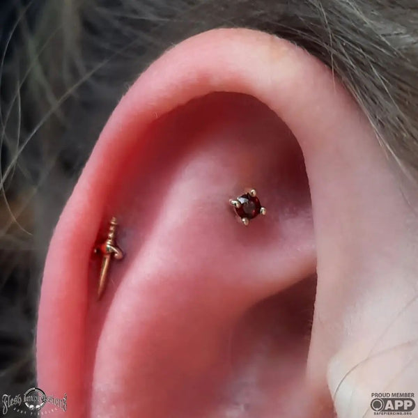 Prong Gem Threadless End with Garnet Threadless Ends Buddha Jewelry