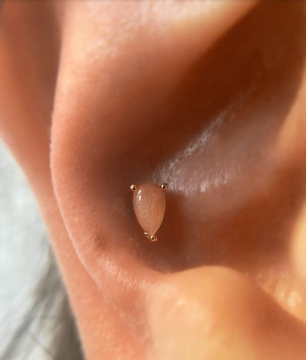 Prong Pear Threadless End with Sunstone Threadless Ends Buddha Jewelry