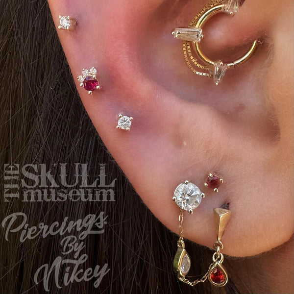 Prong Gem Threadless End with Ruby Threadless Ends Buddha Jewelry