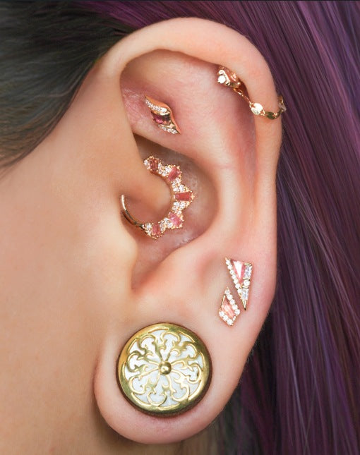 Intrigue Threadless End with Pink Tourmaline Threadless Ends Buddha Jewelry
