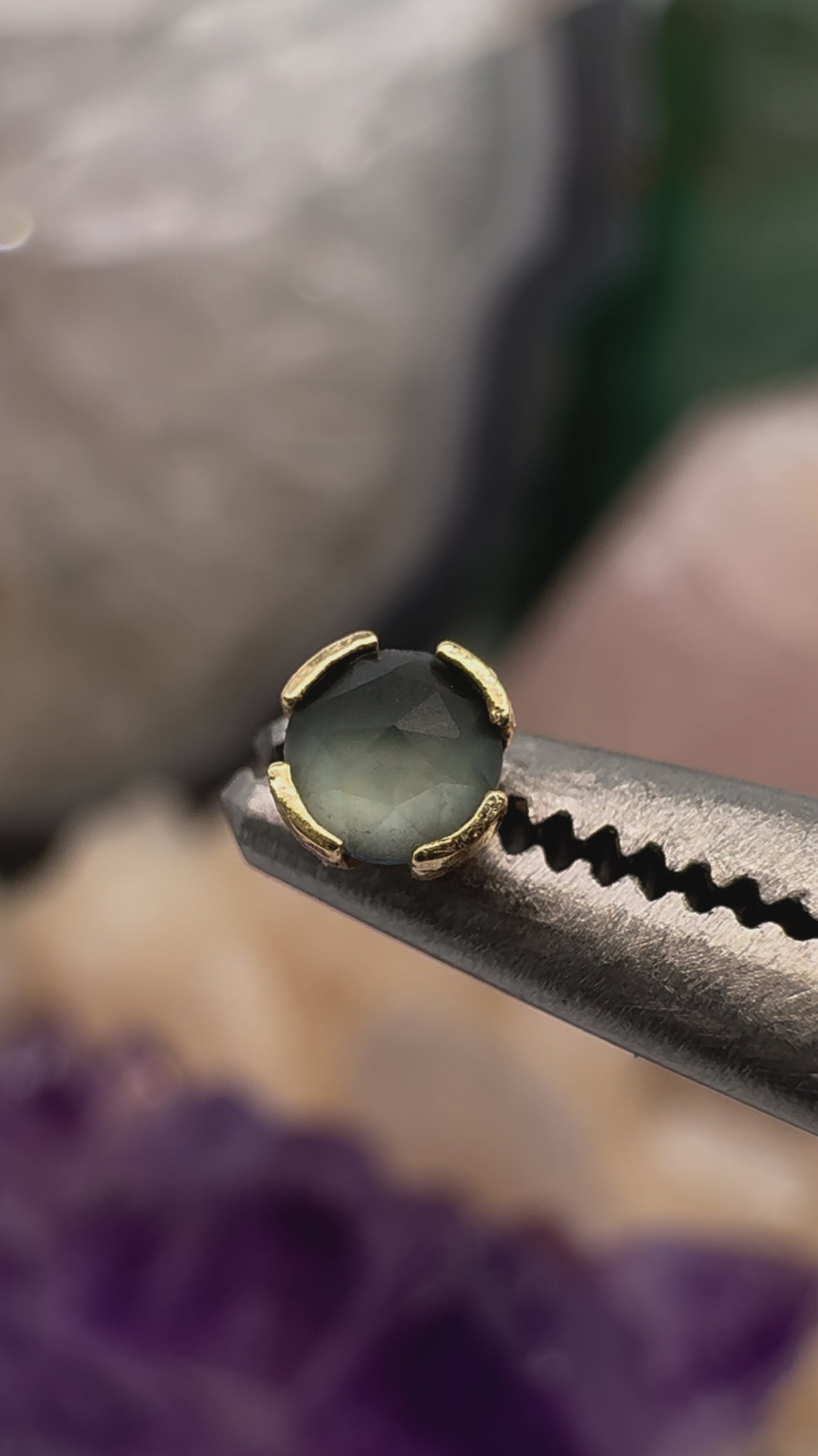 Peekaboo Threadless End with Sandblasted London Blue Topaz Threadless Ends Buddha Jewelry