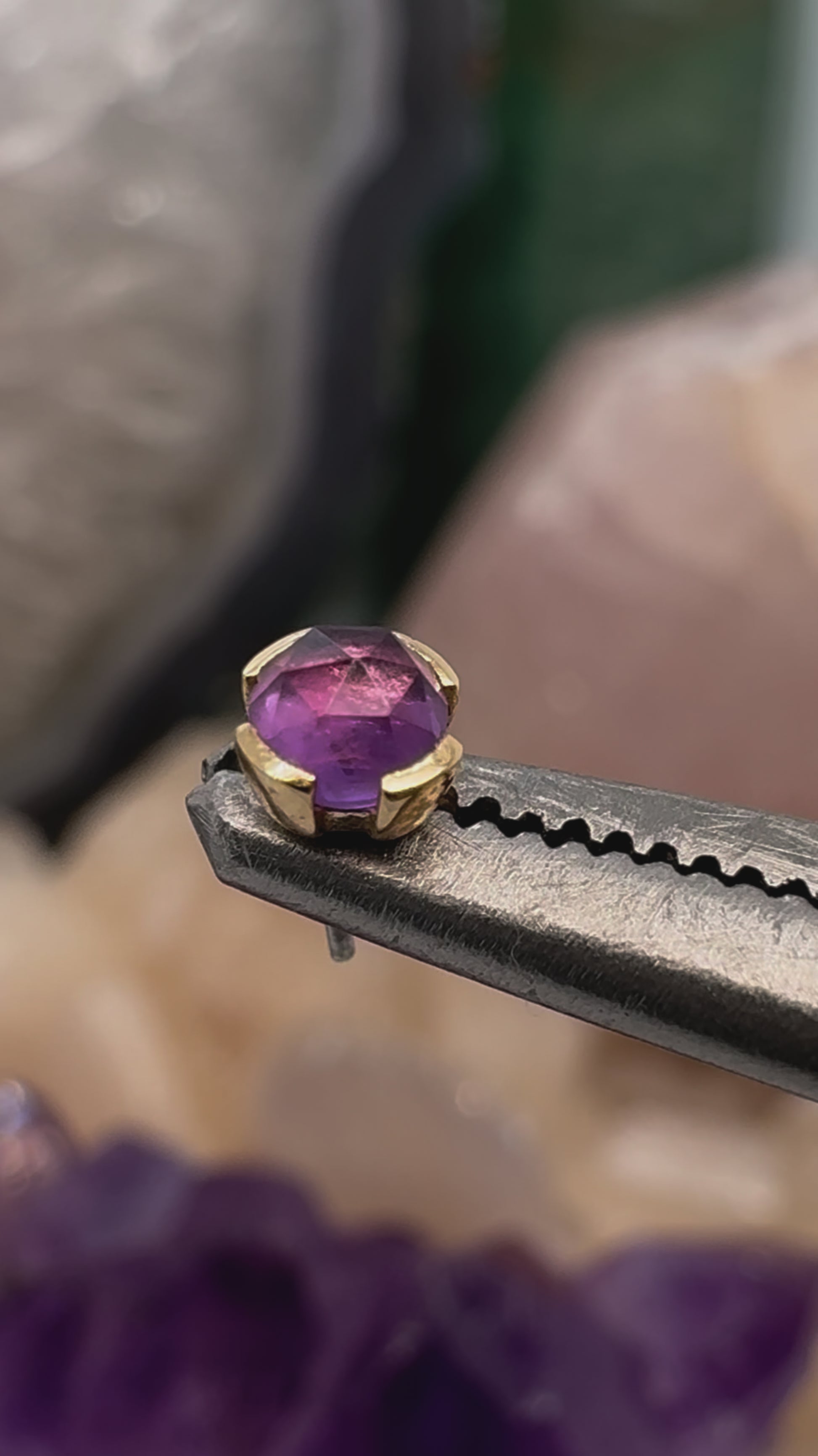 Peekaboo Threadless End with Amethyst Threadless Ends Buddha Jewelry