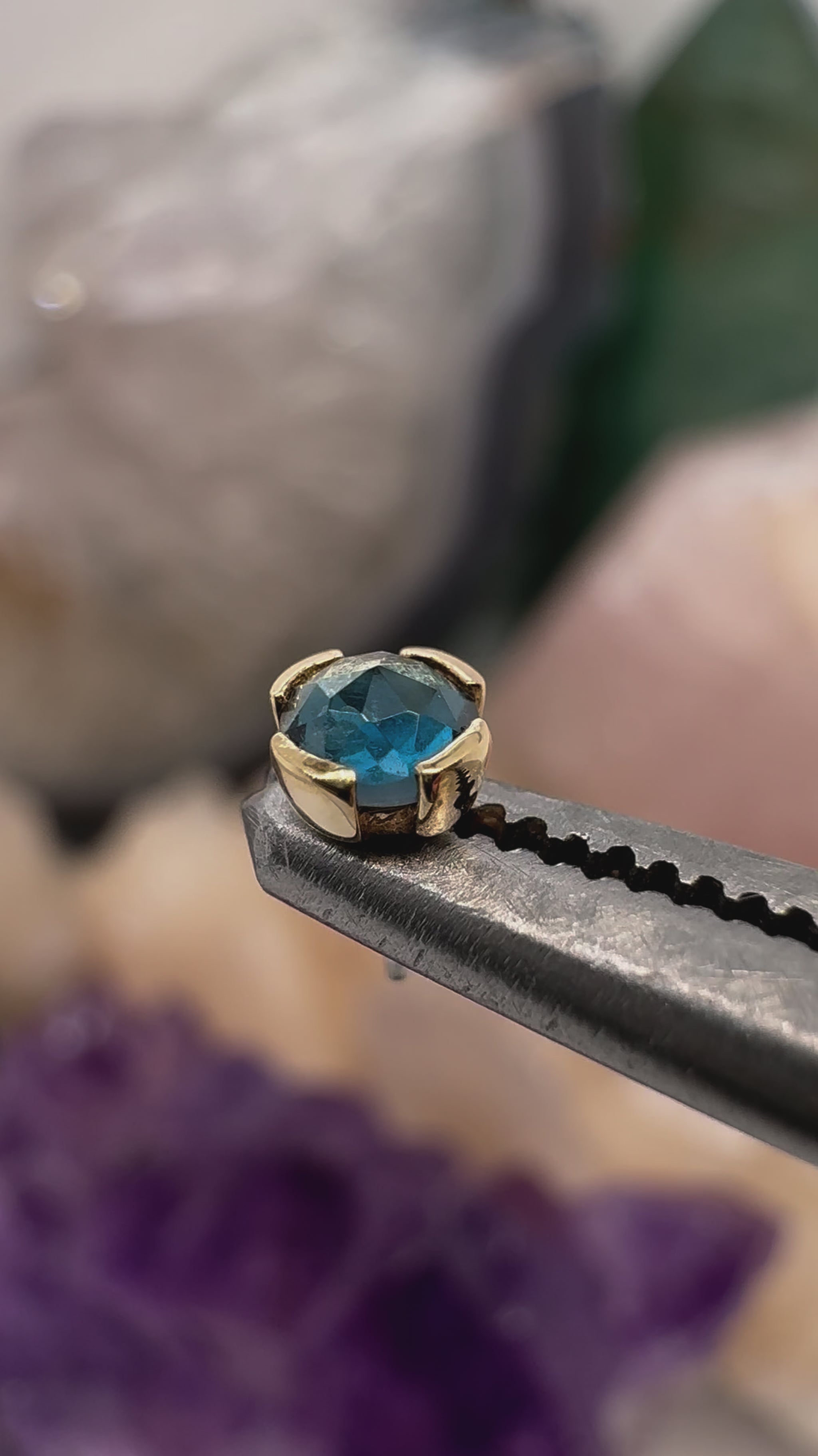 Peekaboo Threadless End with London Blue Topaz Threadless Ends Buddha Jewelry