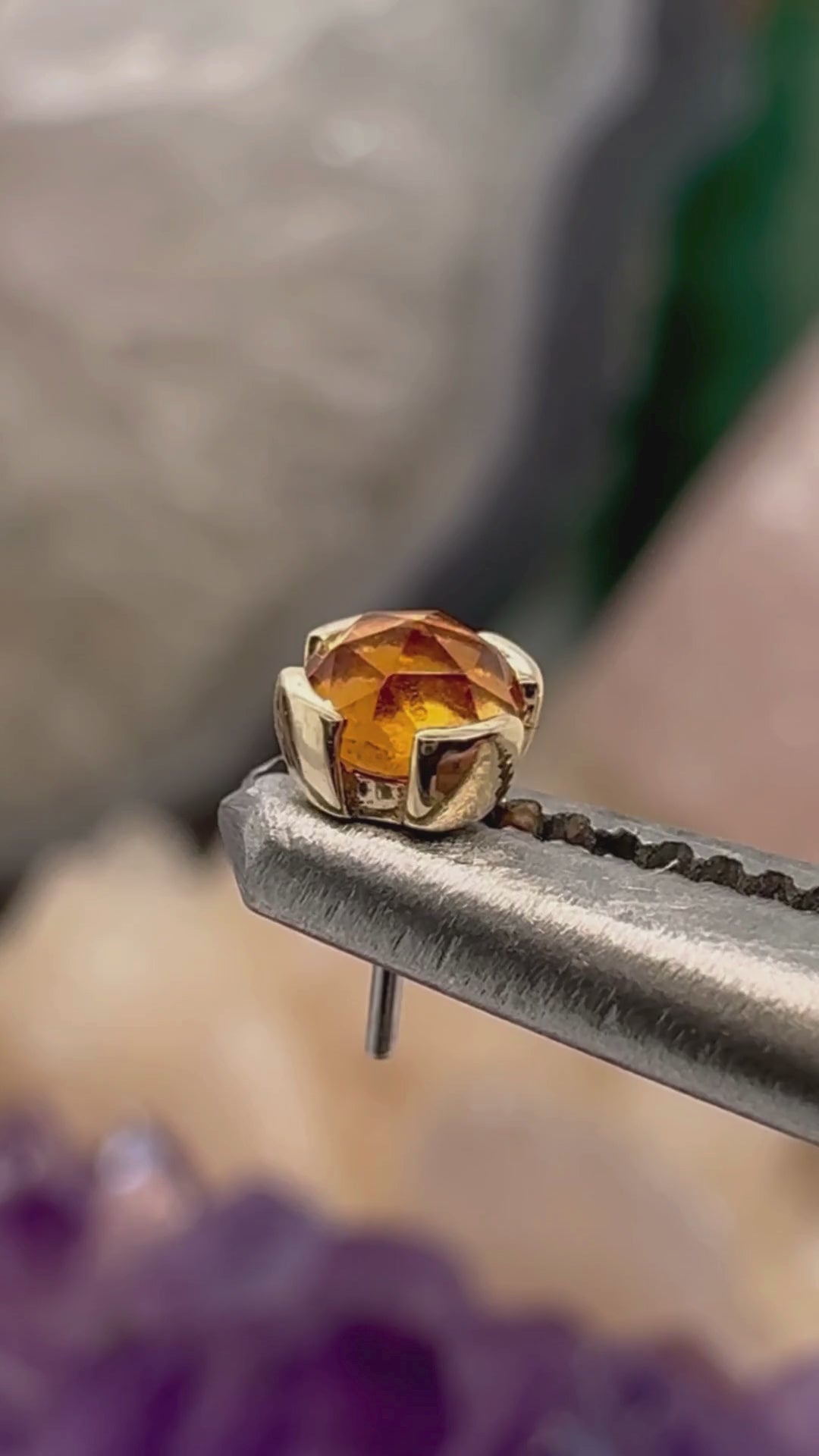 Peekaboo Threadless End with Orange Garnet Threadless Ends Buddha Jewelry