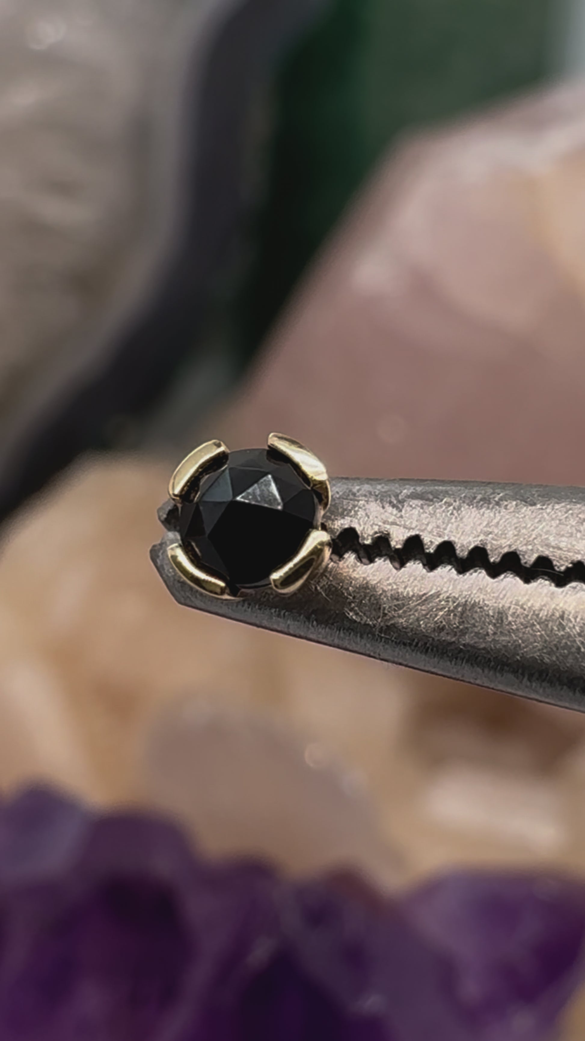 Peekaboo Threadless End with Black Spinel Threadless Ends Buddha Jewelry