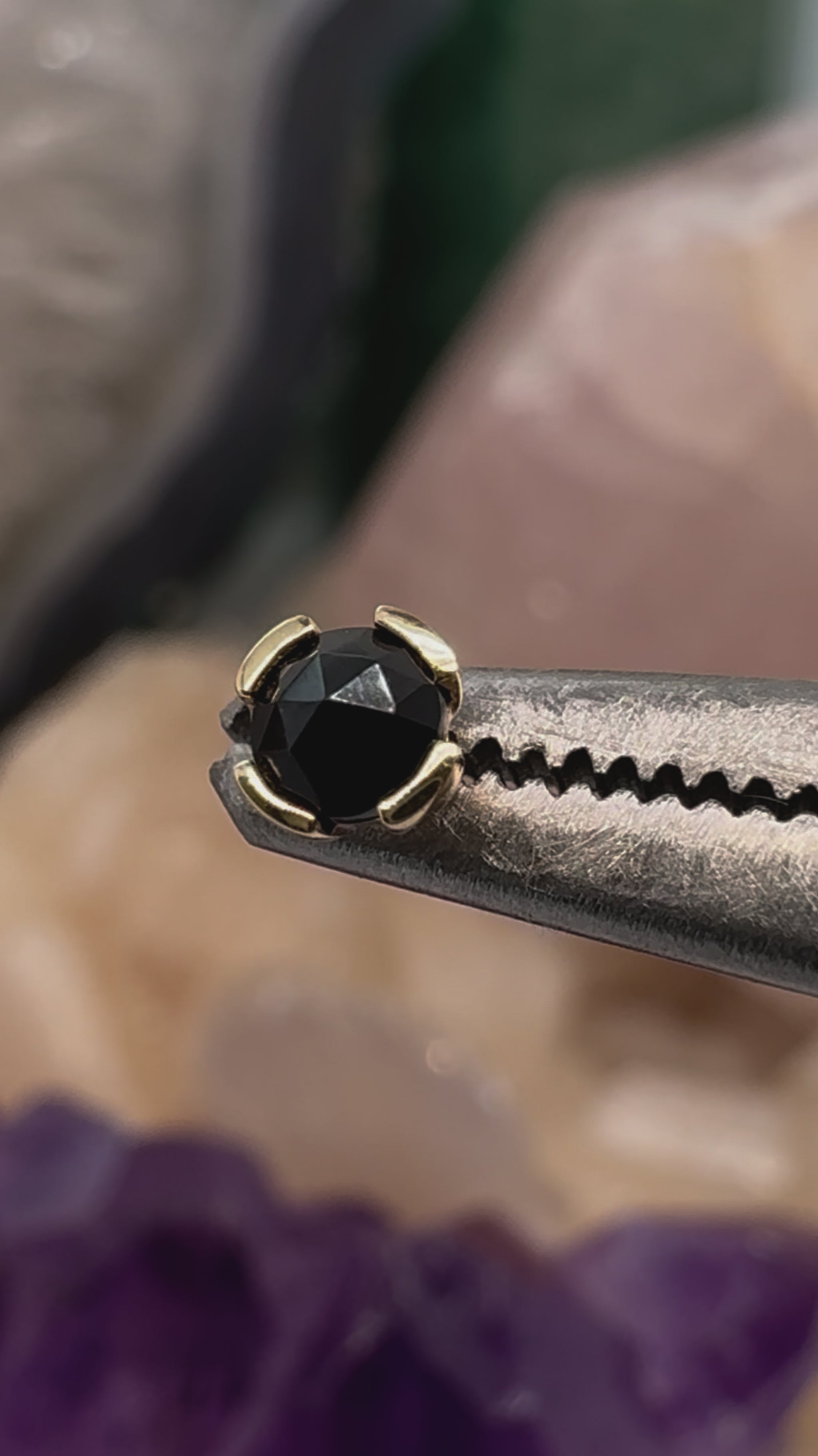 Peekaboo Threadless End with Black Spinel Threadless Ends Buddha Jewelry