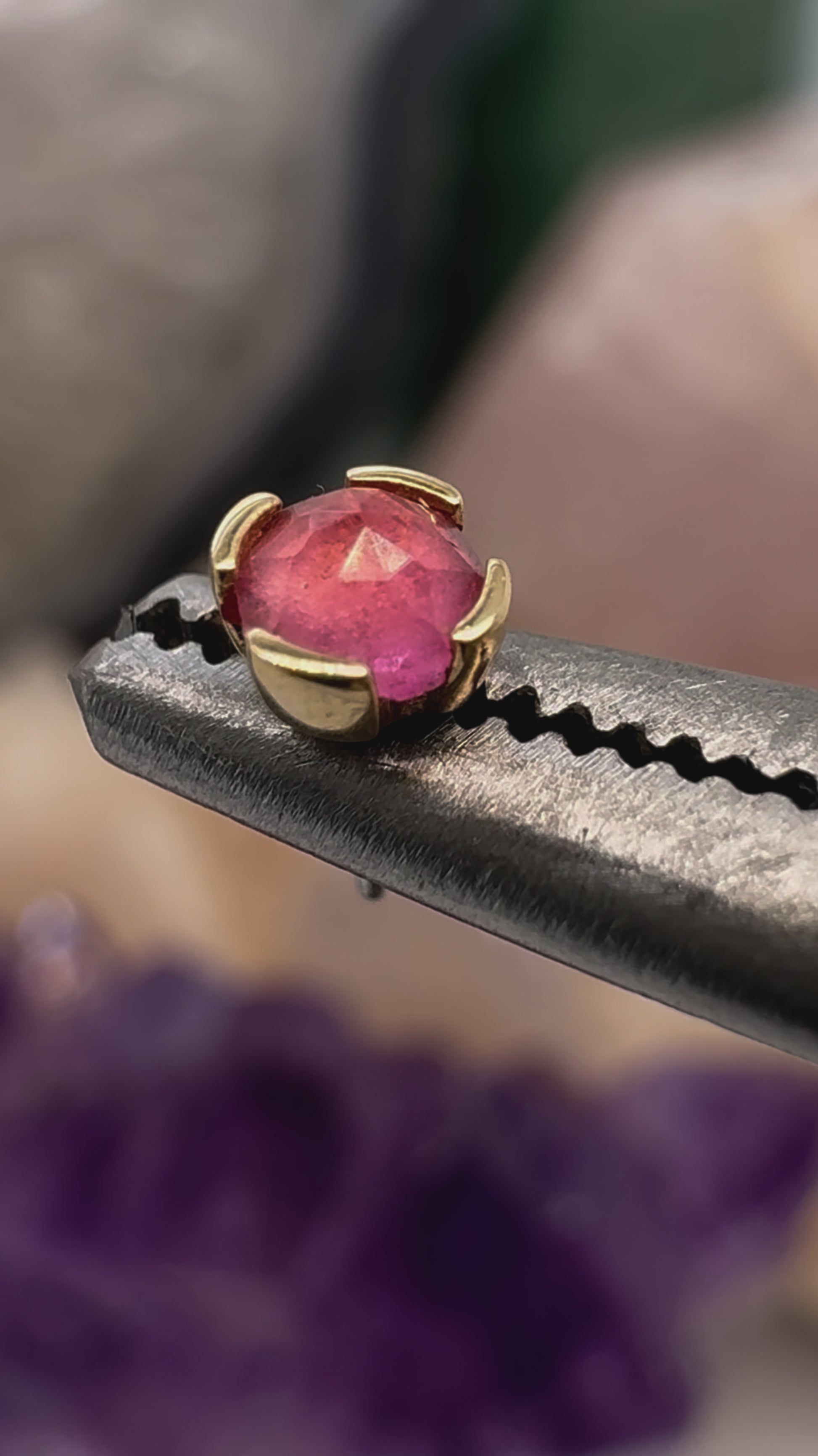 Peekaboo Threadless End with Pink Tourmaline Threadless Ends Buddha Jewelry