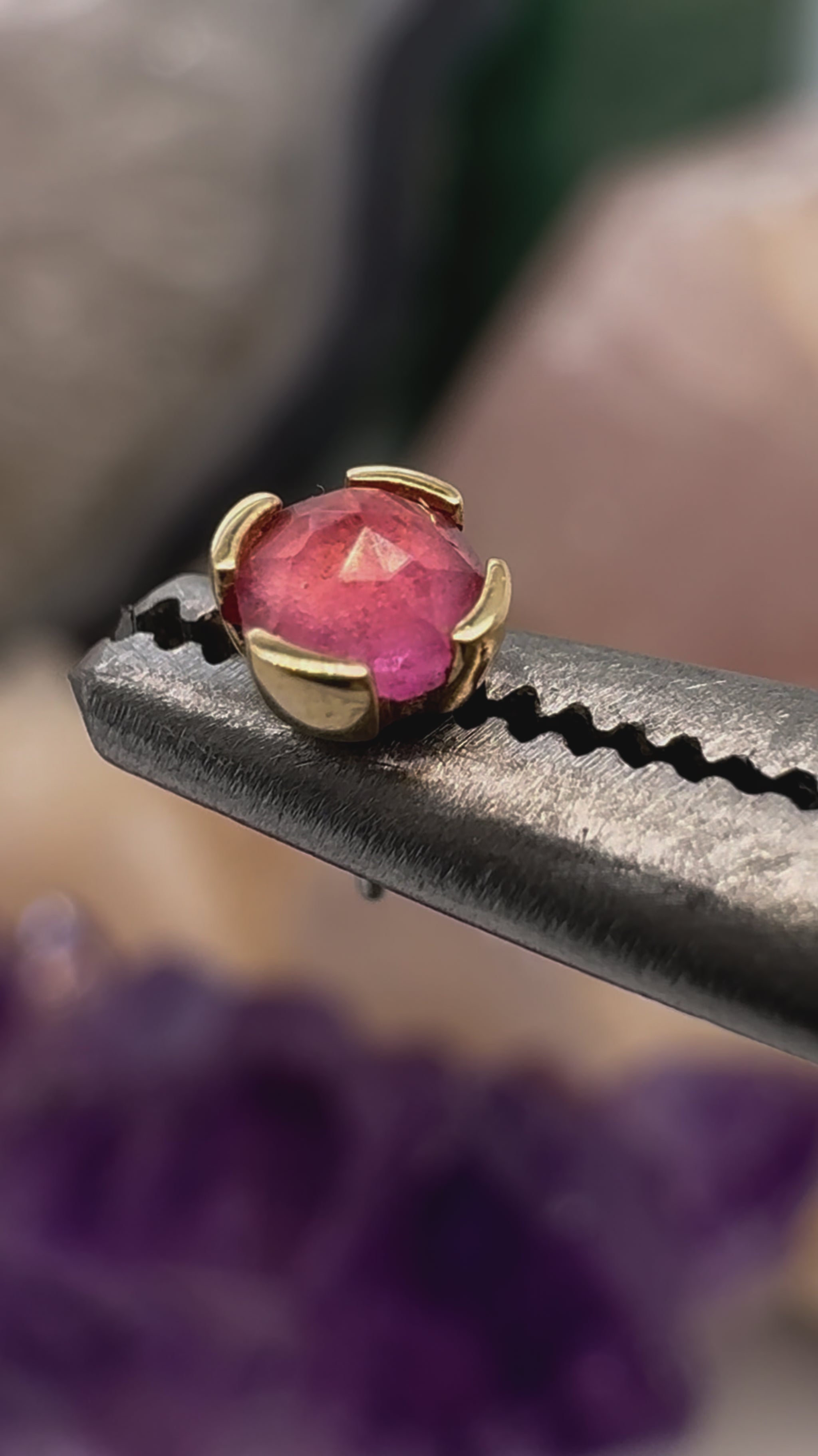 Peekaboo Threadless End with Pink Tourmaline Threadless Ends Buddha Jewelry