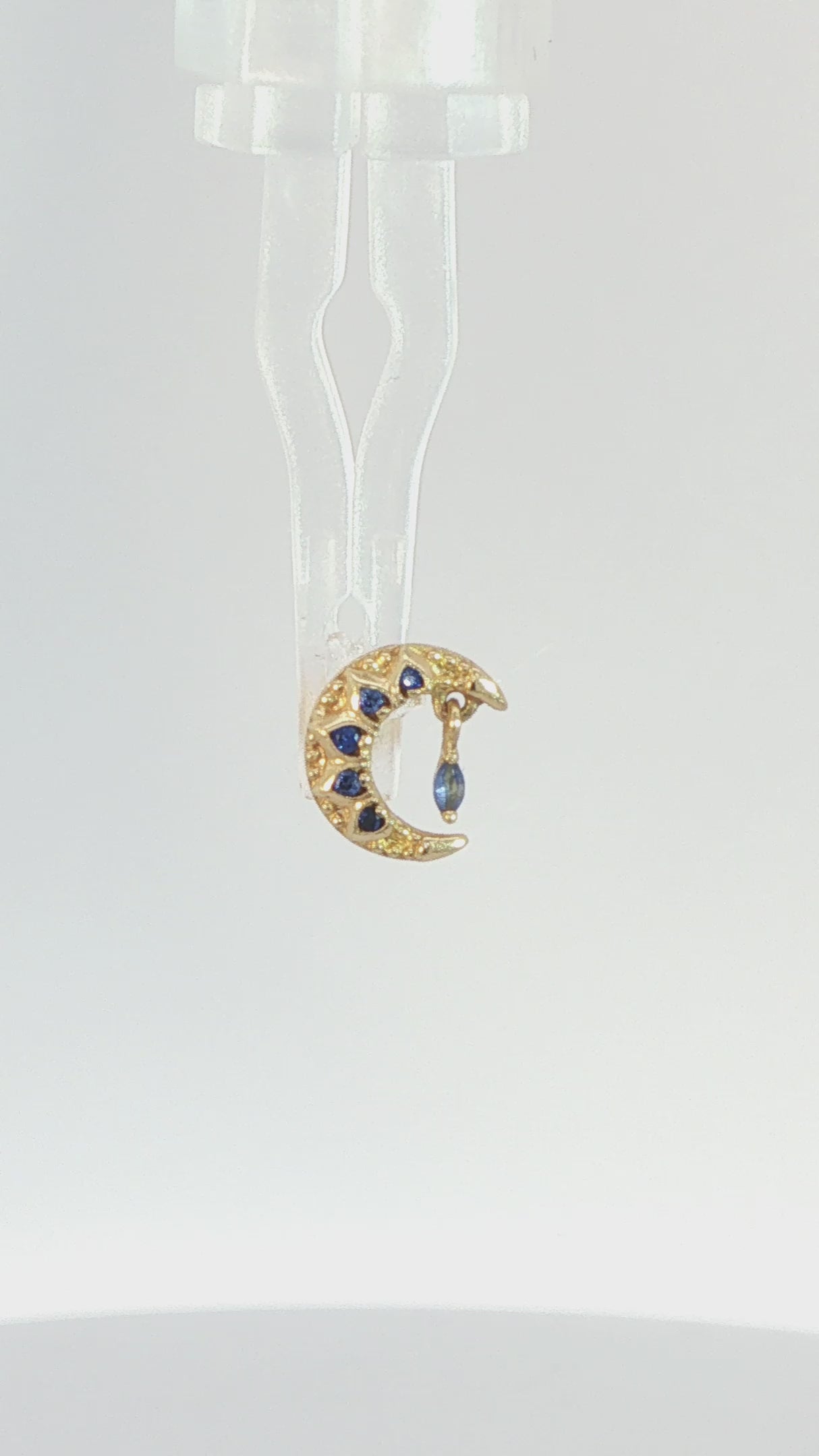 Moroccan Moon Threadless End with Blue Sapphire (Lab Grown) Threadless Ends Buddha Jewelry