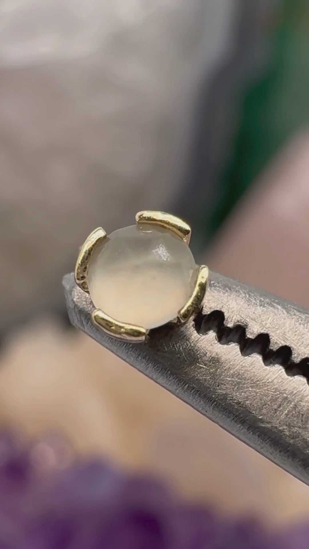 Peekaboo Threadless End with Sandblasted Aquamarine Threadless Ends Buddha Jewelry