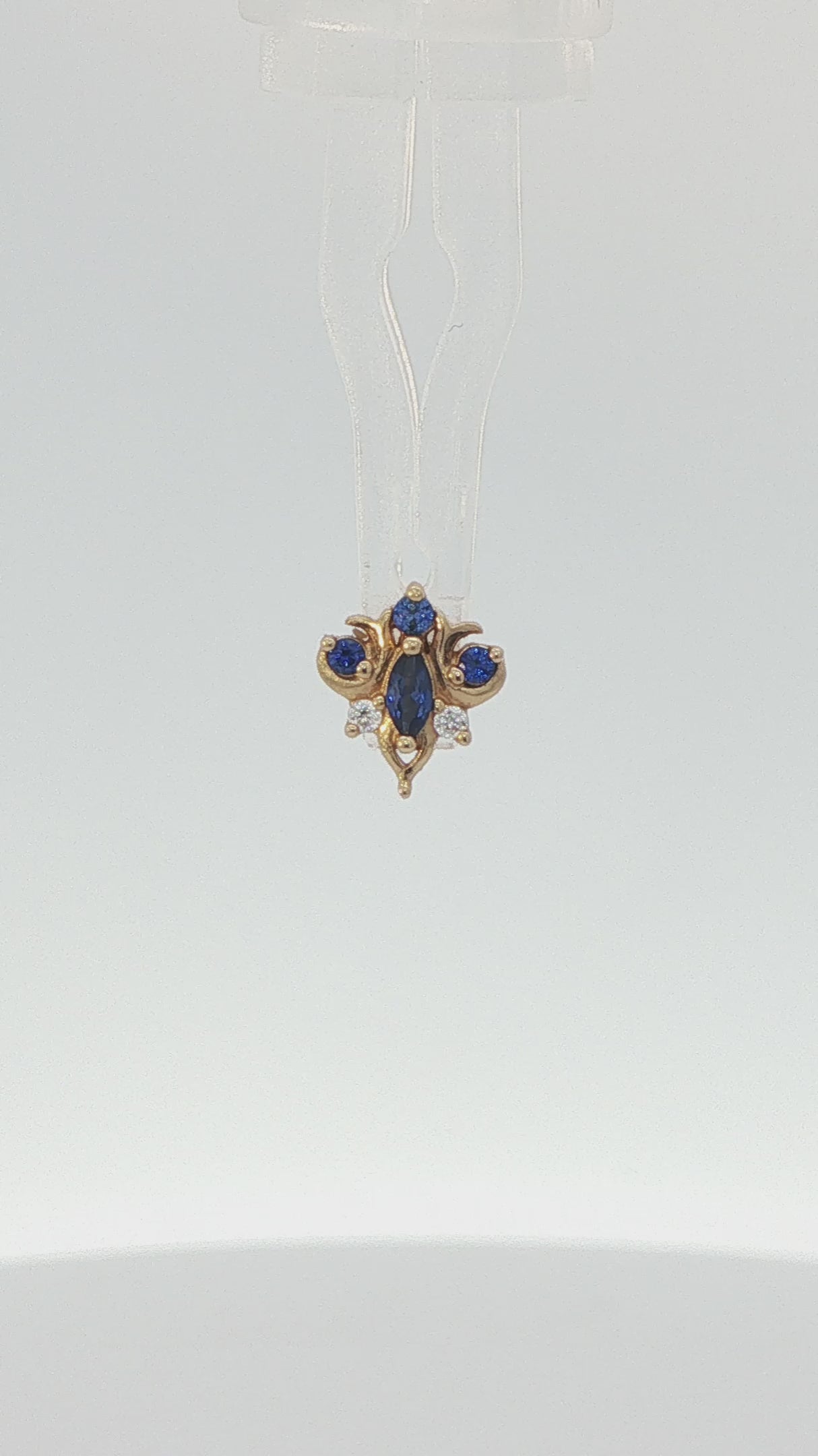 Oleander Threadless End with Blue Sapphire (Lab Grown) Threadless Ends Buddha Jewelry