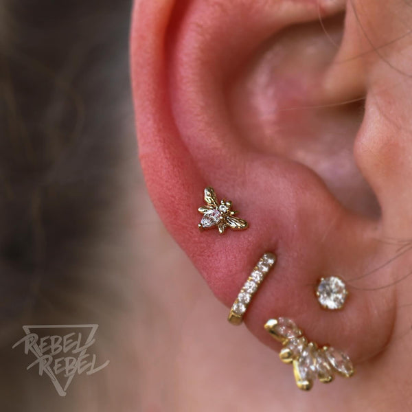 Bee Chic Threadless End with CZ Threadless Ends Buddha Jewelry