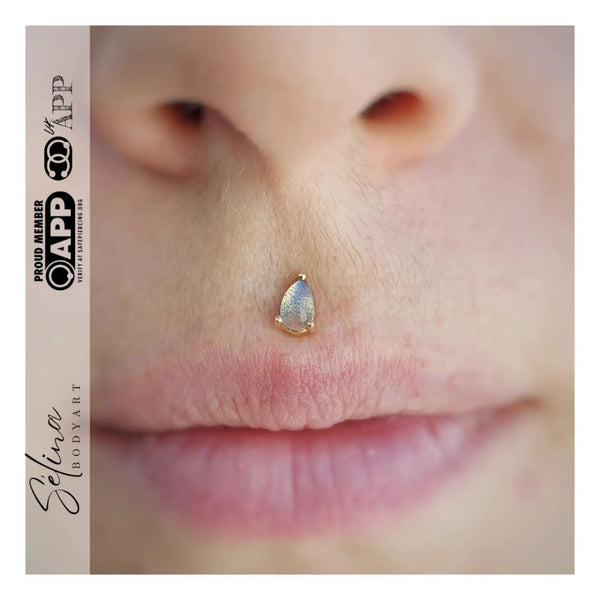 Prong Pear Threadless End with Labradorite Threadless Ends Buddha Jewelry