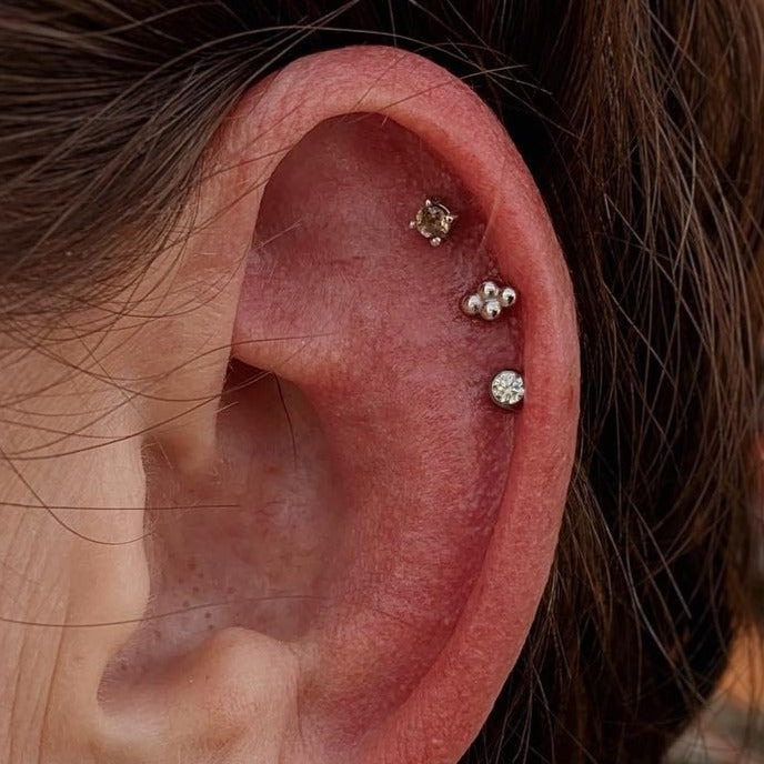 Prong Gem Threadless End with Smoky Quartz Threadless Ends Buddha Jewelry