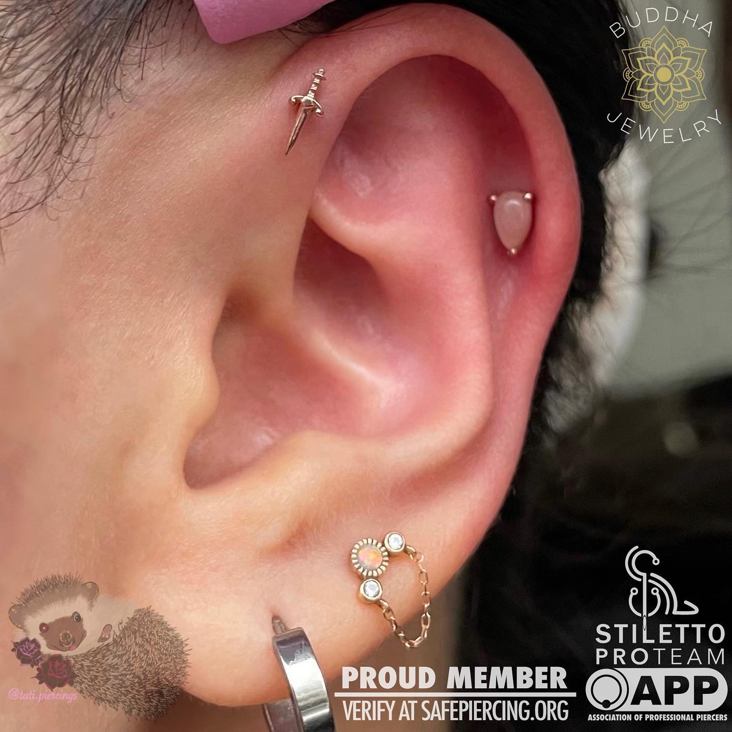 Prong Pear Threadless End with Sunstone Threadless Ends Buddha Jewelry