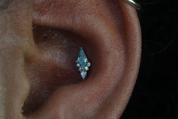 Afterglow Threadless End with Swiss Blue Topaz Threadless Ends Buddha Jewelry